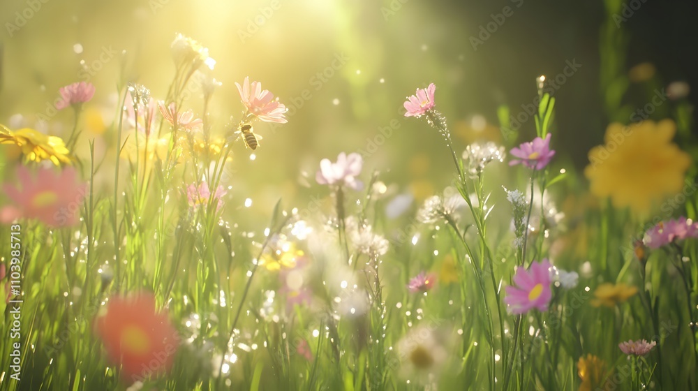 bee activity in wild plant flowers bee activity in wild plant flowers