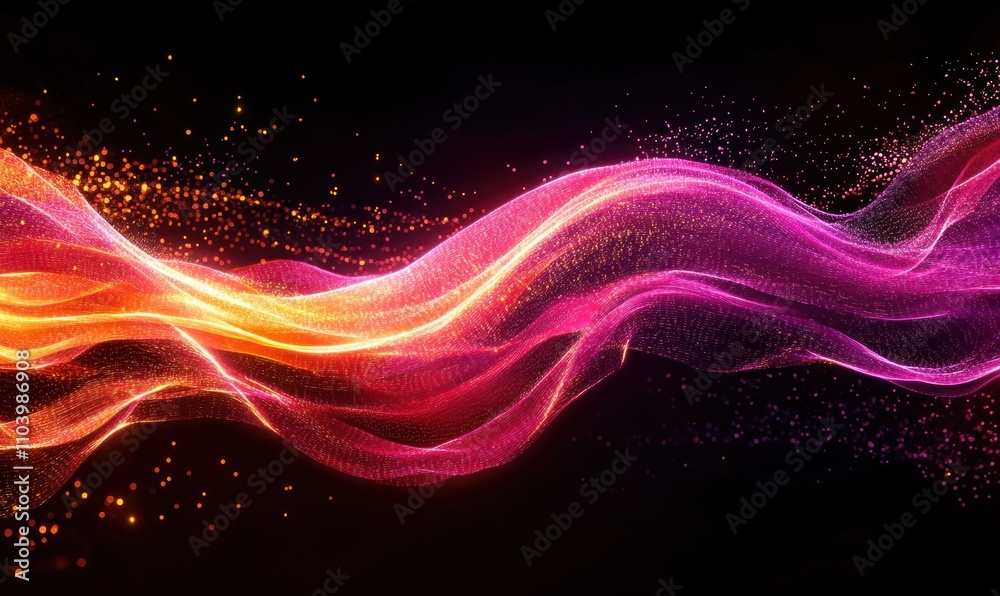Abstract Colorful Wavy Lines on Black Background Abstract Colorful Wavy Lines on Black Background