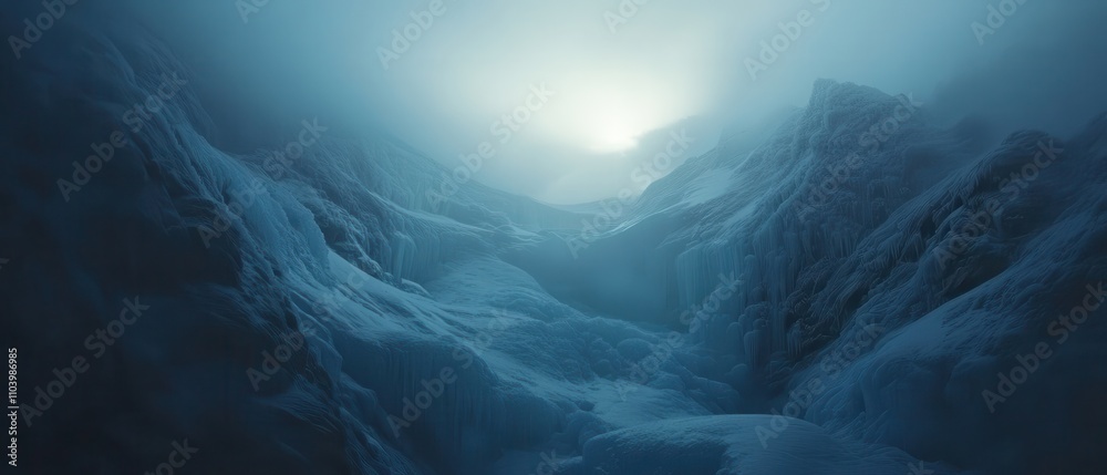 Dramatic waves illuminated by mysterious light create a surreal underwater landscape during a deep ocean exploration Dramatic waves illuminated by mysterious light create a surreal underwater landscape during a deep ocean exploration