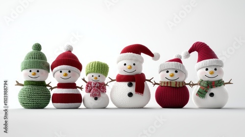 Whimsical Holiday Plush Dolls with Elves and Snowmen in Vibrant 3D Render Illustration on White Background