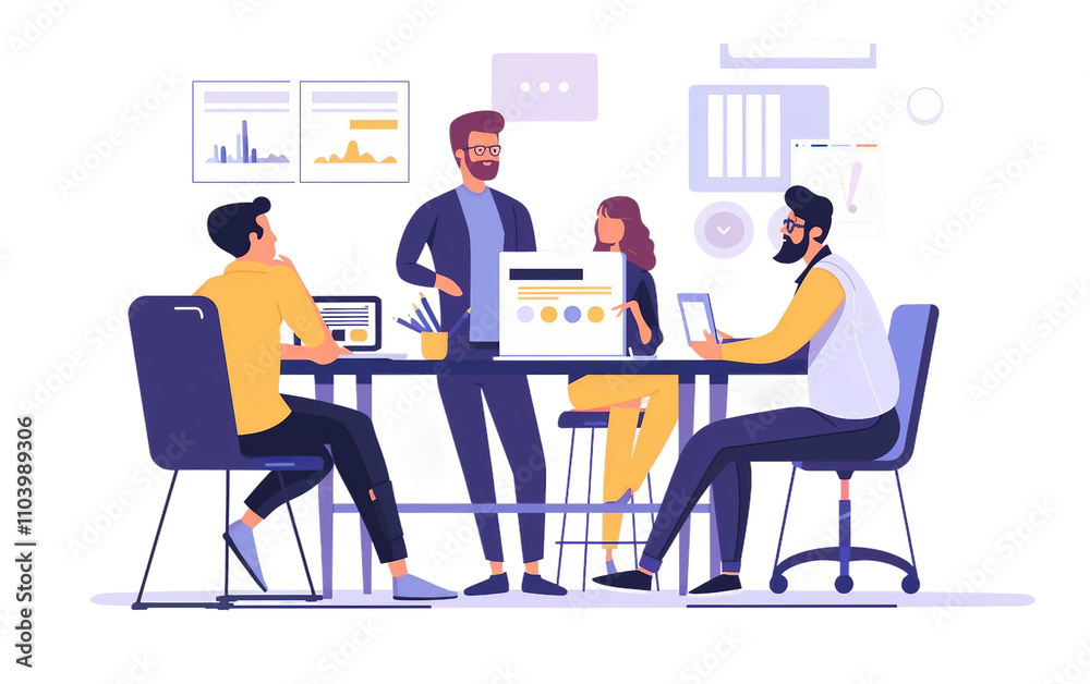 Group of Programmers Working on a Project Isolated on Transparent Background PNG. Group of Programmers Working on a Project Isolated on Transparent Background PNG.