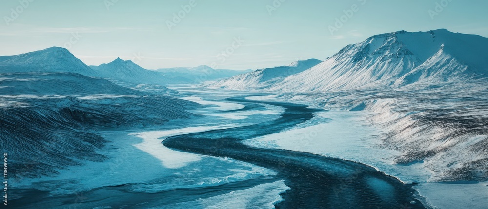 Majestic glacial landscape with turquoise waters and towering mountains under a clear blue sky in Iceland Majestic glacial landscape with turquoise waters and towering mountains under a clear blue sky in Iceland