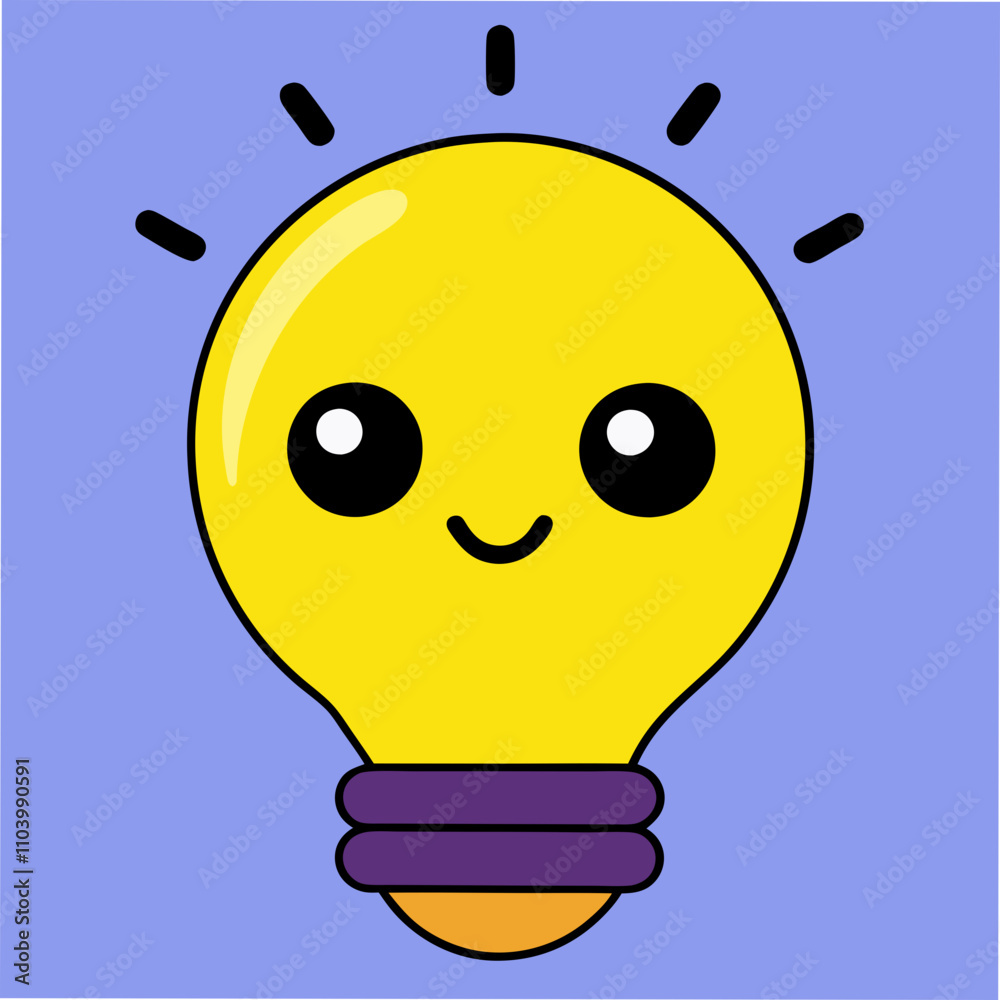 Glowing Light Bulb Vector Illustration with Bright Yellow Inside Glowing Light Bulb Vector Illustration with Bright Yellow Inside