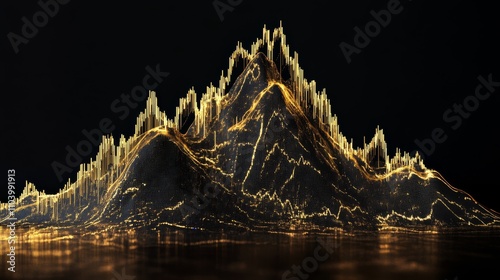 Obraz na płótnie An isolated black and gold mountain made from trading chart lines w salonie