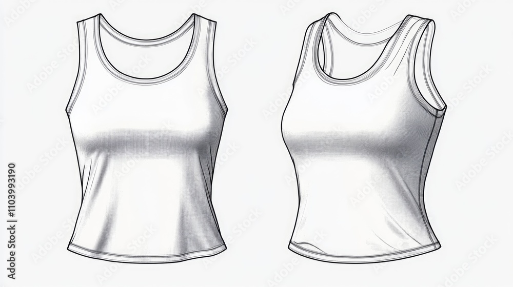 A woman wears two tank tops, one over the other A woman wears two tank tops, one over the other