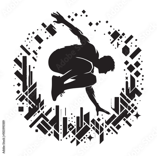 PARKOUR player silhouette vector illustration