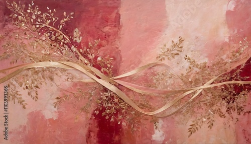 An abstract canvas of gentle reds, rose gold, and blush tones, with faint brushstrokes	
