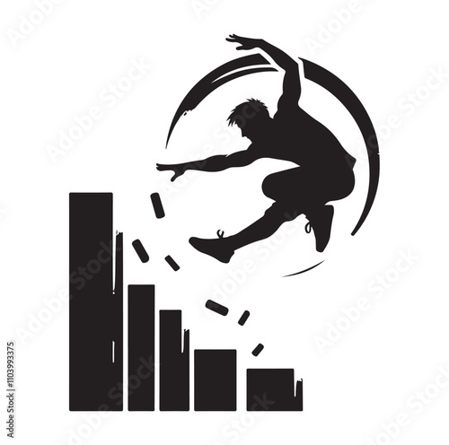 PARKOUR player silhouette vector illustration
