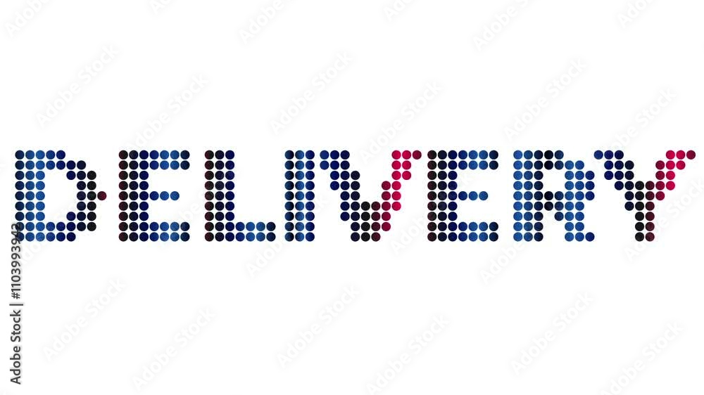 Animated Delivery text and motion effect title with dots on white background. Proress Format. Animated Delivery text and motion effect title with dots on white background. Proress Format.