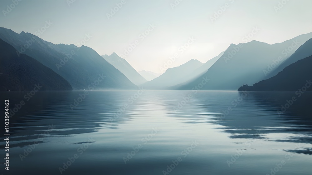 Serene Mountain Lake Tranquil Blue Water Scene Serene Mountain Lake Tranquil Blue Water Scene