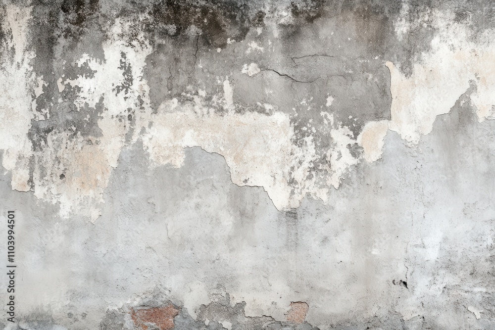 Obraz premium Weathered Gray Wall with Textured Surface Featuring Cracks, Peeling Paint, and Rustic Charm