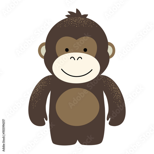 Cartoon cute gorilla. Wild hand drawn animals. Childish illustration. Kids style photo