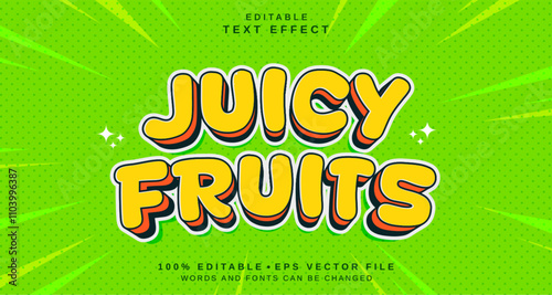 Editable text style effect - Juice Fruits text style theme.