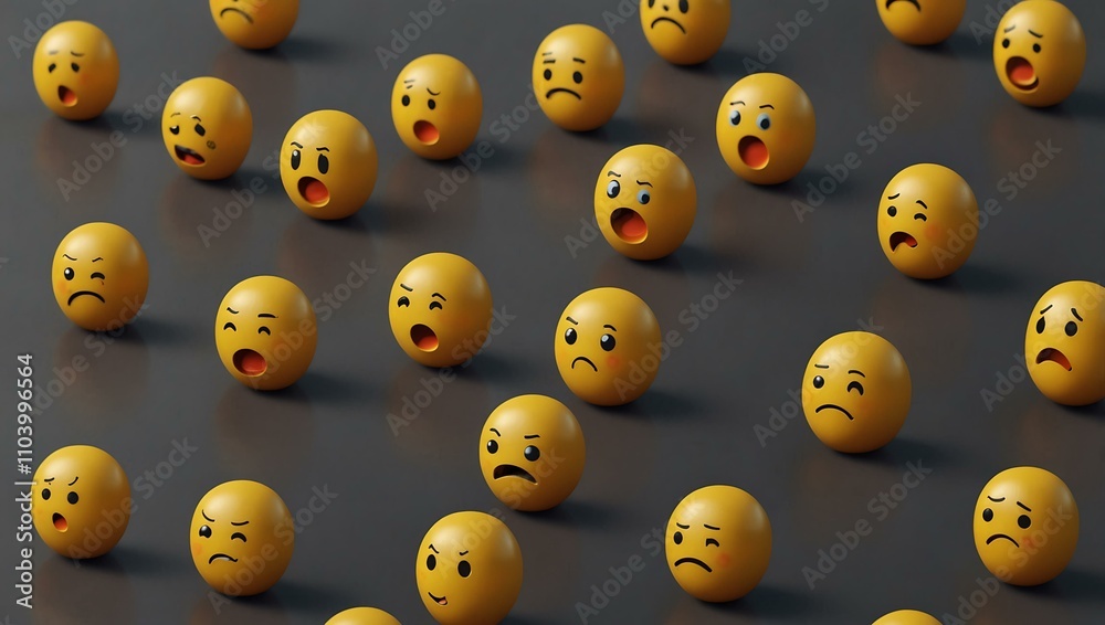 3D isometric sad yellow emoji expressing disappointment. 3D isometric sad yellow emoji expressing disappointment.