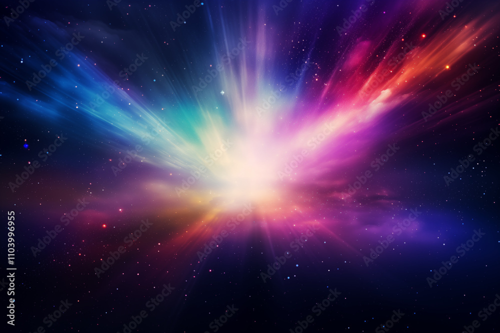Fototapeta premium A mesmerizing scene of rainbow light beams blending seamlessly across a dark background,