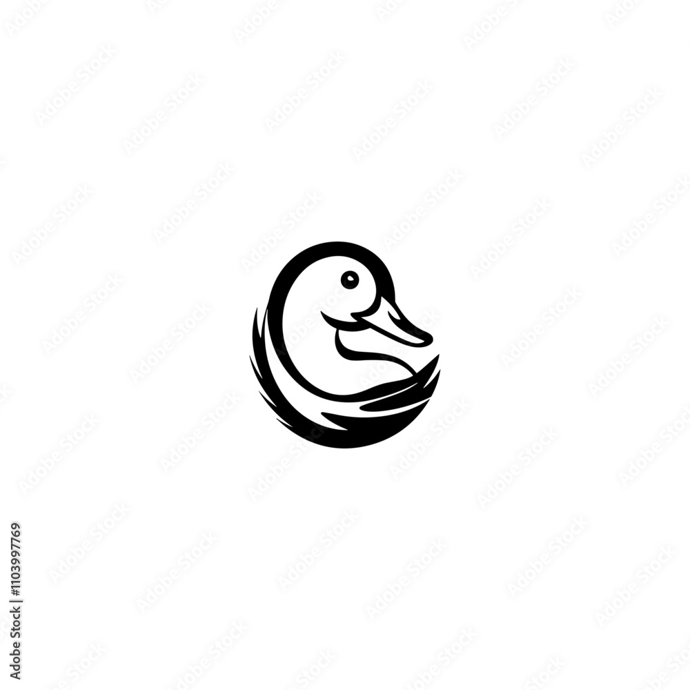 Fototapeta premium A Swan black logo design vector illustration, duck logo icon design, creative idea