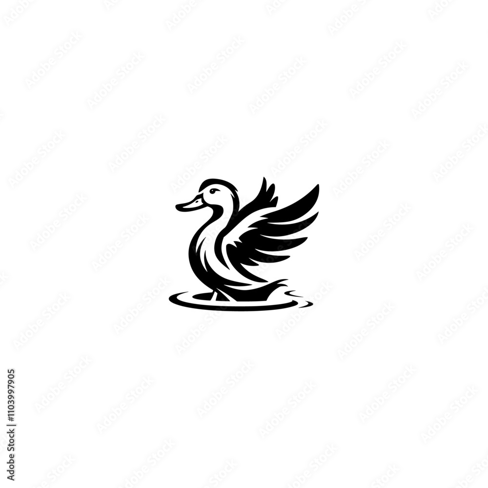 A Duck swimming Silhouette in Black, Stunning Vector Illustrations for Nature Lovers A Duck swimming Silhouette in Black, Stunning Vector Illustrations for Nature Lovers