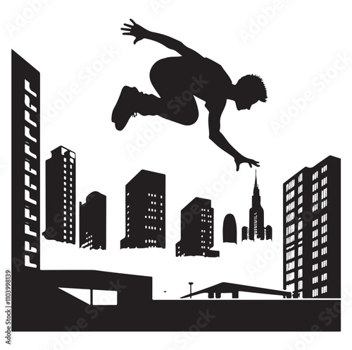 PARKOUR player silhouette vector illustration