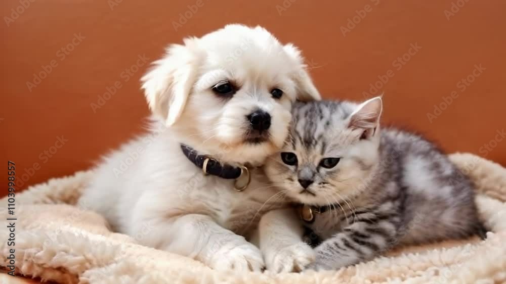 A heartwarming scene of a puppy and kitten cuddling together, showcasing their playful innocence and companionship. A heartwarming scene of a puppy and kitten cuddling together, showcasing their playful innocence and companionship.
