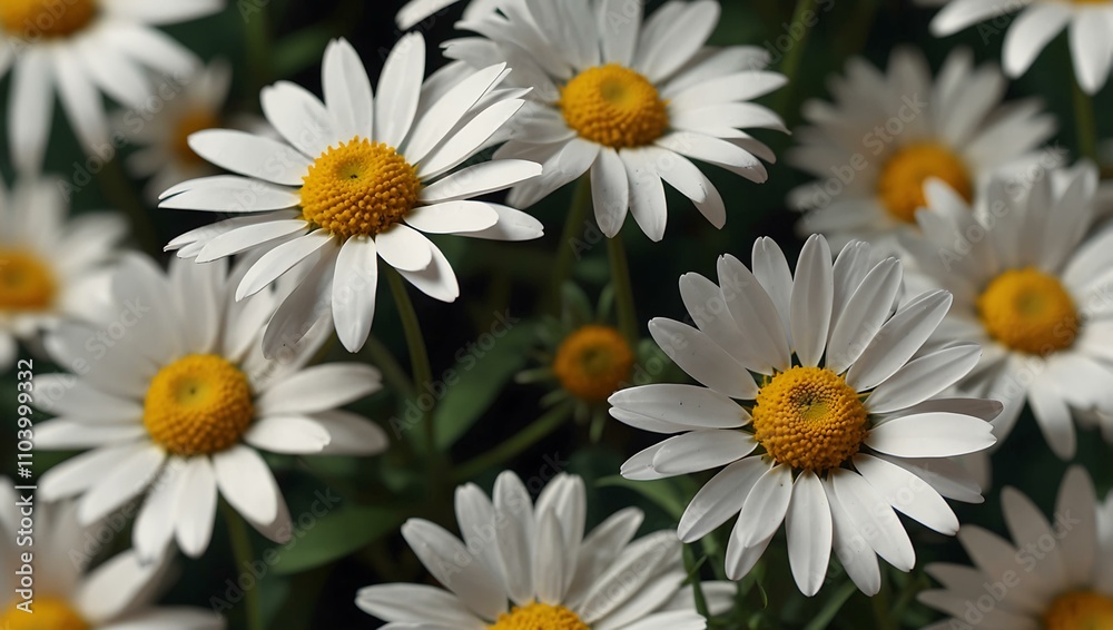 3D render of a low-poly daisy with white petals and a yellow center.