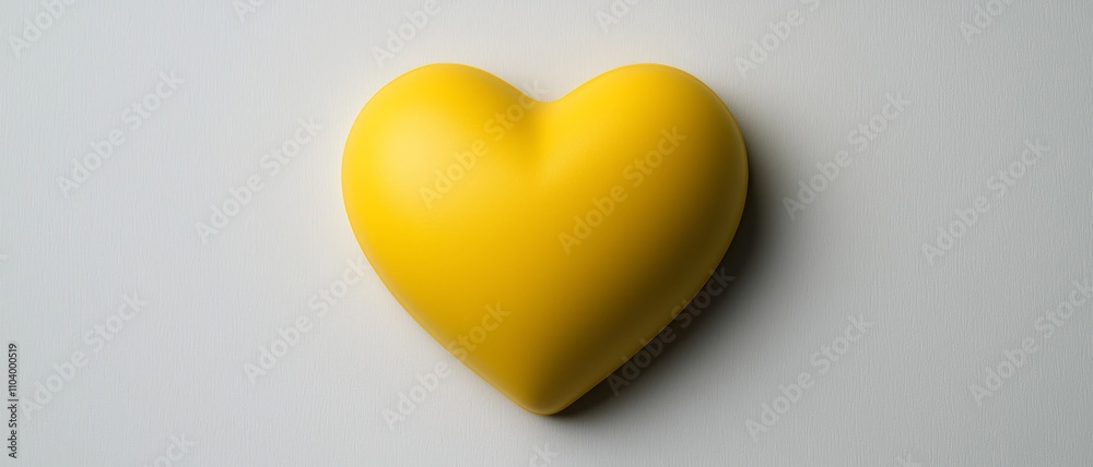 Plump Yellow Heart on Textured Grey Background - Minimalistic Love Concept for Designs and Print Media Plump Yellow Heart on Textured Grey Background - Minimalistic Love Concept for Designs and Print Media