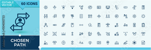 Chosen Path icons. Contains such icons as count, buttons, political, ballot, sign, choose and more. Outline symbol collection. Vector line and solid icons.
