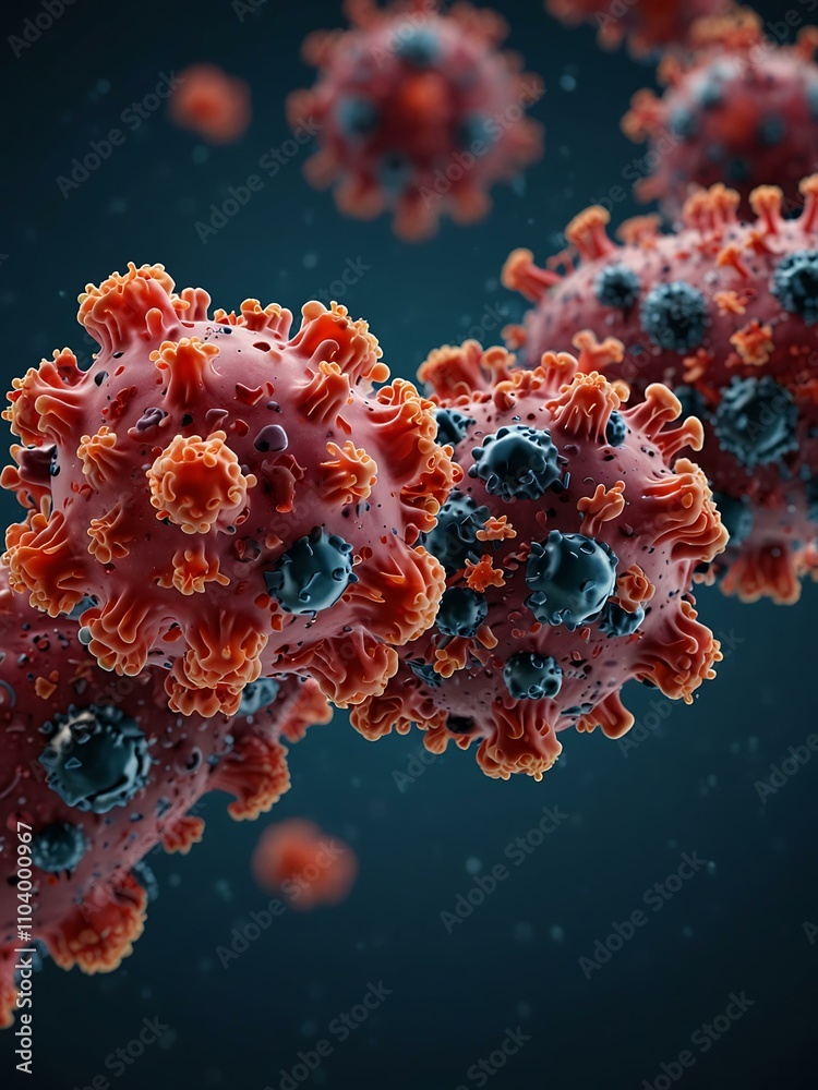 Naklejka premium 3D render of probiotics and viruses in dynamic motion.