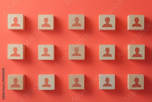 Team Unity Geometric Personnel Arrangement on Coral Background photo