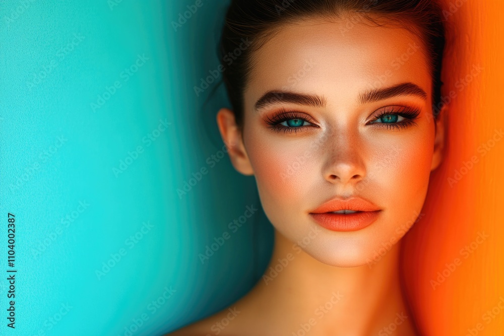 Naklejka premium Portrait of a young woman with blue eyes posing for a photo