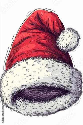 Obraz na płótnie Santa hat, cartoon style, bold outlines, white background w salonie
