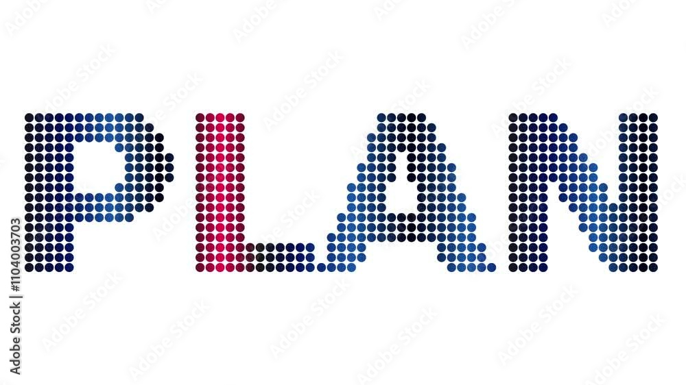 Animated Plan text and motion effect title with dots on white background. Proress Format. Animated Plan text and motion effect title with dots on white background. Proress Format.