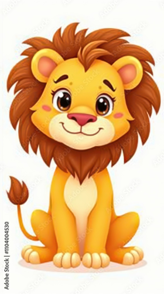 Obraz premium Cute Cartoon Lion Character Illustration Featuring a Friendly and Playful Expression. Generative AI
