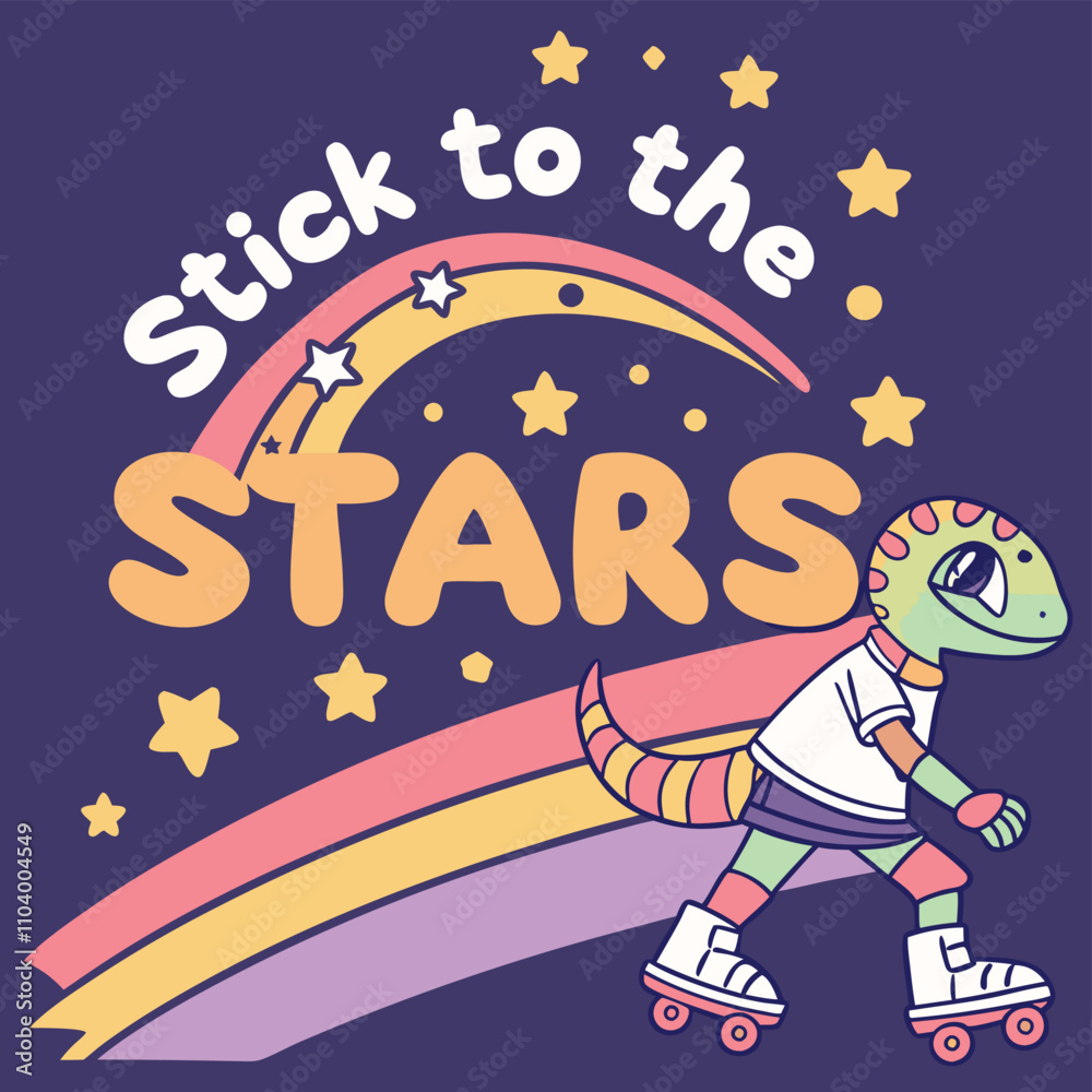 Fototapeta premium Adobe Illustrator Artwork, a cartoon character with a sticker on it and the word stars on it.