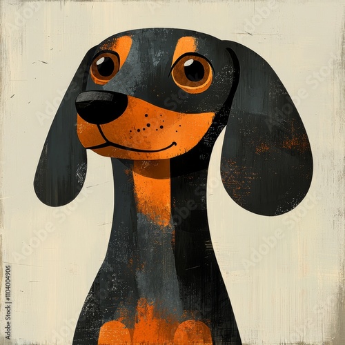 Obraz na płótnie This whimsical illustration in a minimalist cartoon style of an elongated dachshund w salonie