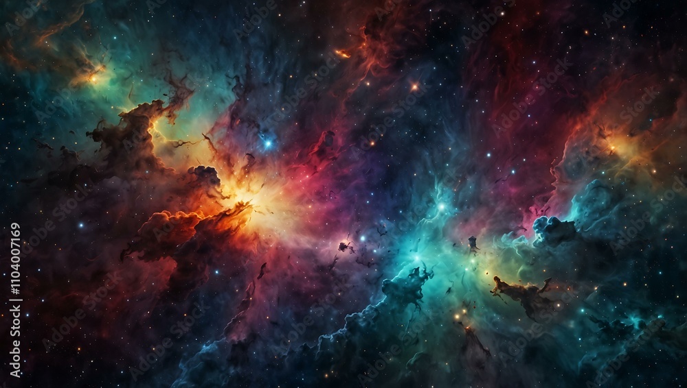 Fototapeta premium A 3D galaxy with stars, nebulae, and vibrant cosmic colors.