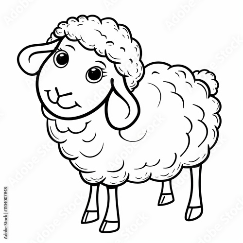 Cute cartoon sheep with fluffy wool and big eyes, showcasing a friendly expression.