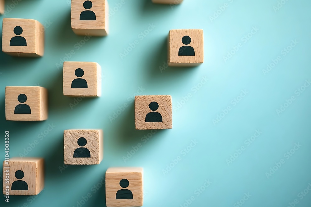 Top View Minimalist Wooden Blocks Human Capital Distribution Top View Minimalist Wooden Blocks Human Capital Distribution