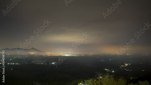 A cloudy of foggy landscape view on top view of mountain at sunrise timing in winter season