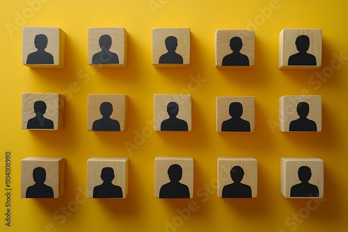 Top View Simple Colleague Silhouettes on Yellow photo