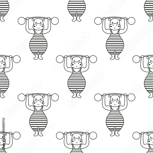 circus hippo seamless pattern