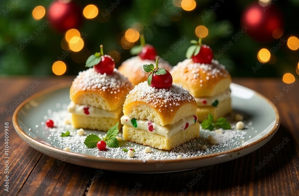 A beautiful festive cake on the background of a Christmas tree. A set of various cakes in chocolate, with sprinkles, with nuts, with berries, with cream, with cream, with cottage cheese. A beautiful festive cake on the background of a Christmas tree. A set of various cakes in chocolate, with sprinkles, with nuts, with berries, with cream, with cream, with cottage cheese.