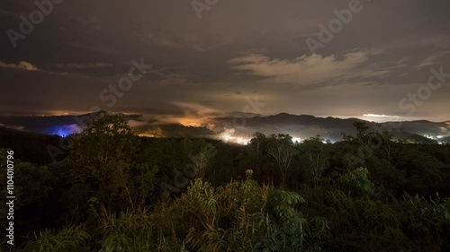 A cloudy of foggy landscape view on top view of mountain at sunrise timing in winter season