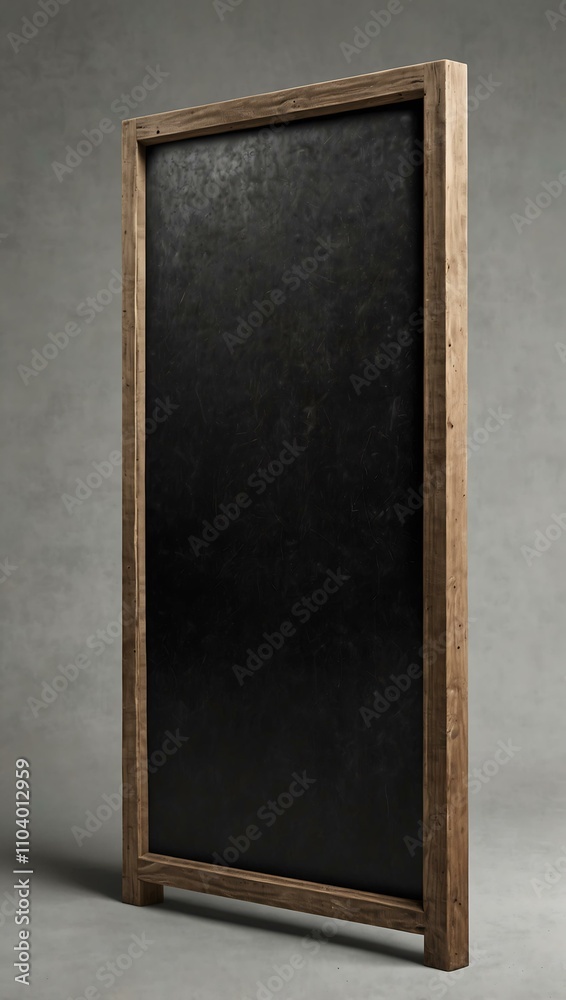 Fototapeta premium A chalkboard on a white background, captured from the side with sharp details.