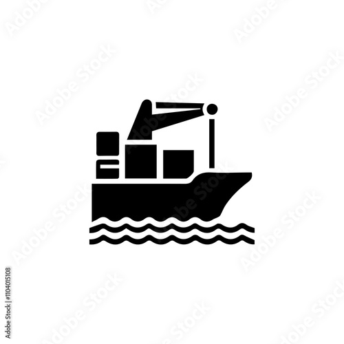 Simple Vector Icon of a cargo ship – Logo Design Illustration