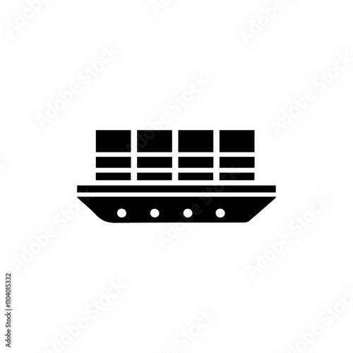 Simple Vector Icon of a cargo ship – Logo Design Illustration