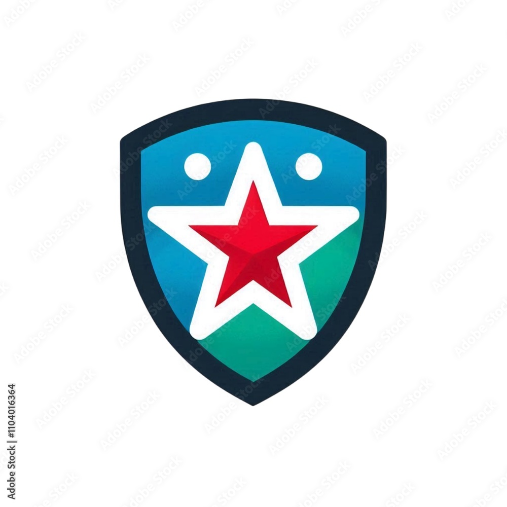 Abstract logo of a star inside a shield with vibrant colors. Abstract logo of a star inside a shield with vibrant colors.