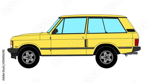 Картината върху платно Range Rover English Classic Luxury SUV Vector Speed Icon Retro Off road 4x4 Spor