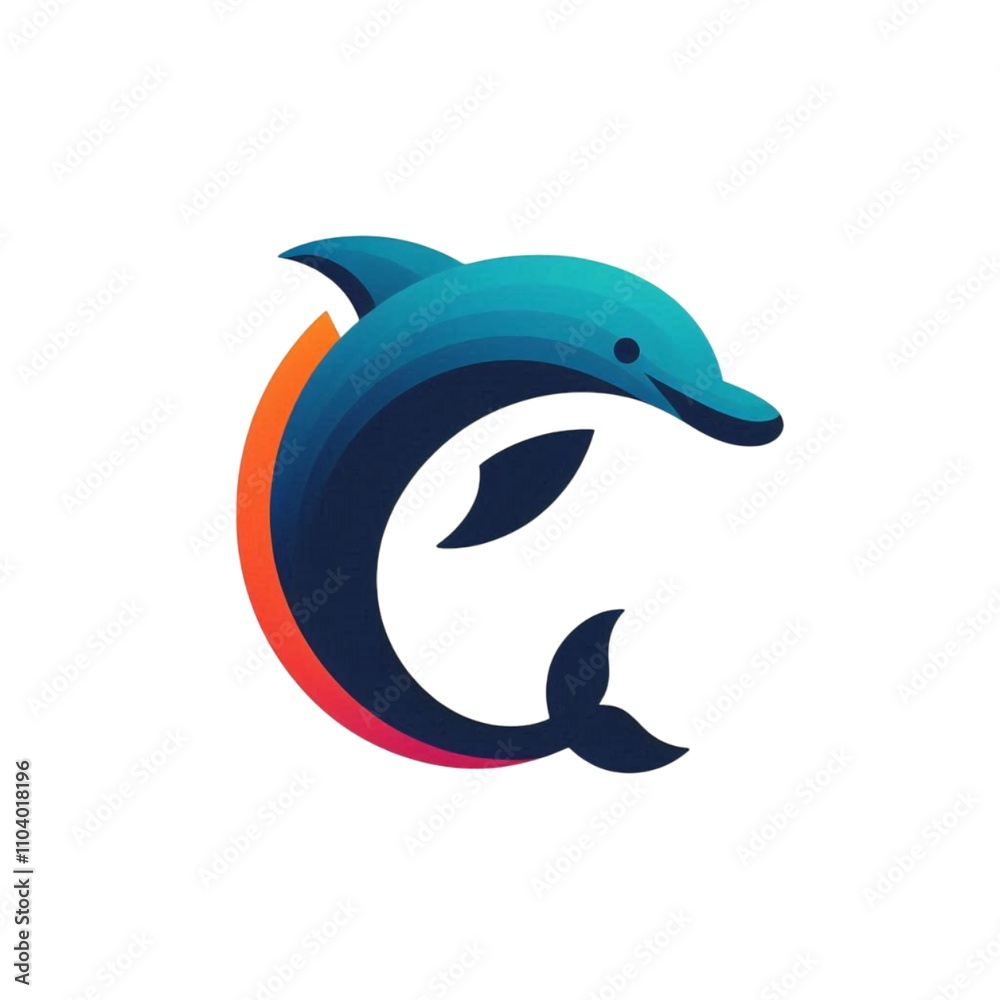 Illustration of a dolphin that is simple, minimalistic, elegant, modern, and colorful on a white background, suitable for logo or icon use. Illustration of a dolphin that is simple, minimalistic, elegant, modern, and colorful on a white background, suitable for logo or icon use.