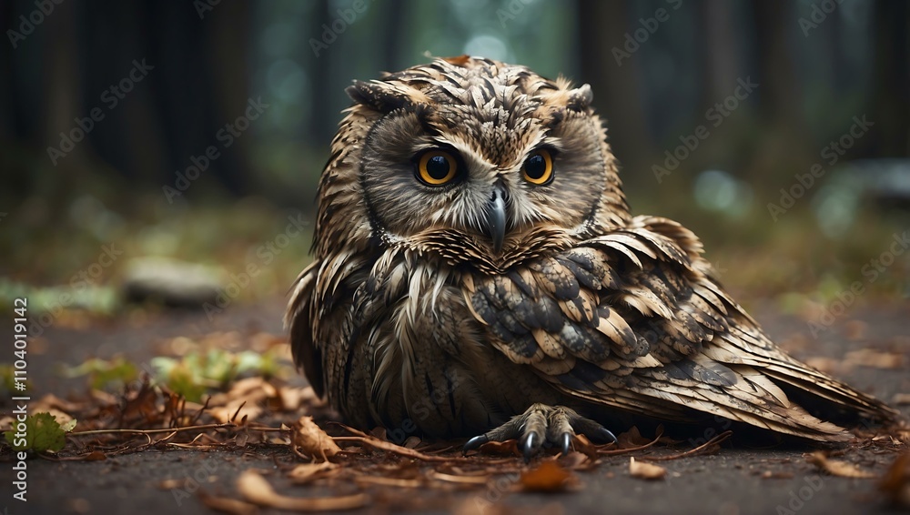 A dead owl lying on the ground. A dead owl lying on the ground.