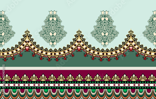 Ethnic Turkish Geometrical islamic seamless border vector Art Design